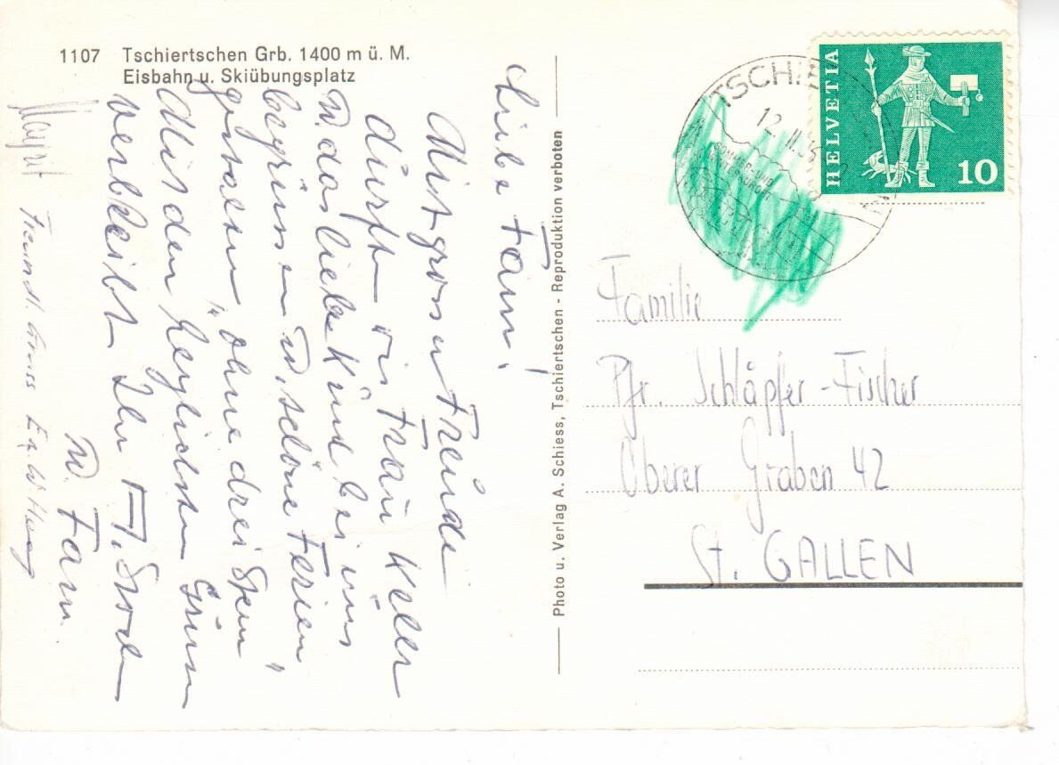 Cartoline postali: Tschiertschen – Usato da Wolhusen venduto da Curver9 1