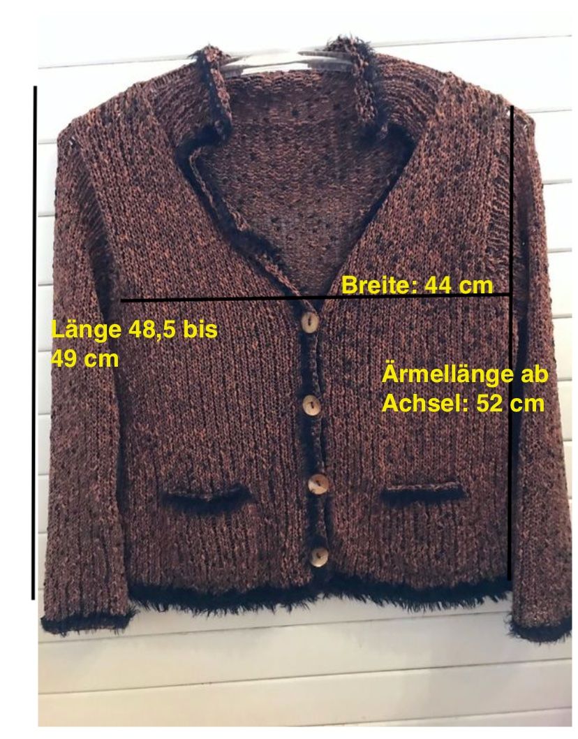 Giacche: neuwertige Garn-Strickjacke mit kontrastfarbigen Abschlüssen – Nuovo (secondo la descrizione) da Meilen venduto da Flockenwirbel 2