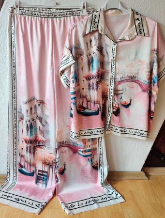 2 Teiler Jogginganzug Anzug neu EG 42-46 Seide 20% Rosa