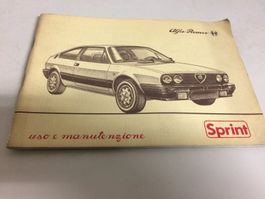 ALFA ROMEO SPRINT  LIBRETTO USO E MANUTENZIONE 9/84