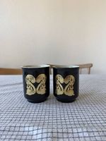 Teetassen Keramik, schwarz golden