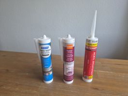 2 x Silikon und 1 x Acryl-Dichtstoff