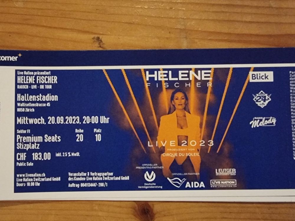  Foto zu 2 Helene Fischer Tickets (Gebraucht) in Wimmis für CHF 320 – mit 