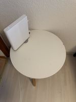 Round side table white diameter 40cm wooden legs