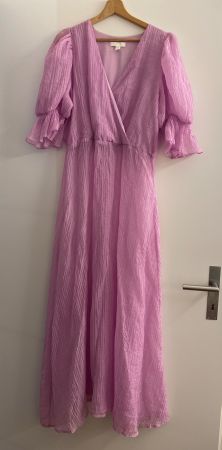 H&M Sommerkleid mit Puffärmeln rosa transparent Gr. 42