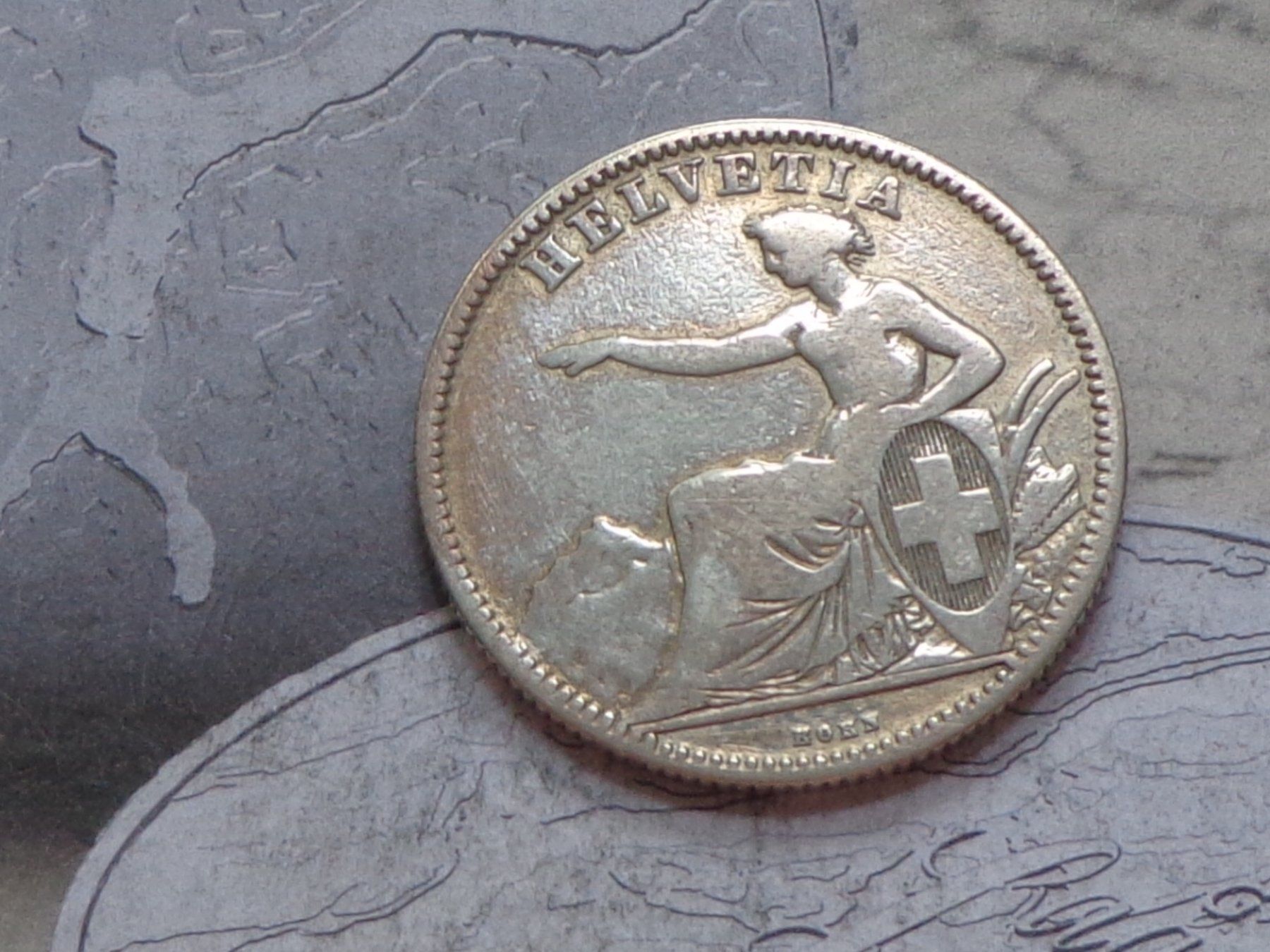 Toutes les monnaies: 2 Fr. 1860 B - Helvetia assise – D'occasion à Pully par UCA01 1