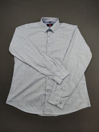 TISSAIA | chemise blanche motifs bleu marine | 43/44 homme