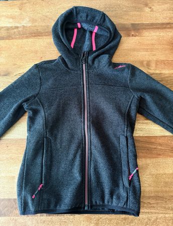 CMP Fleece Jacke mit Kapuze, Grau/Pink, Gr. 140 Top!