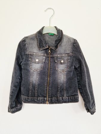 Mädchen Jeans Jacke Benetton Gr. 110 4-5Y Dunkelblau