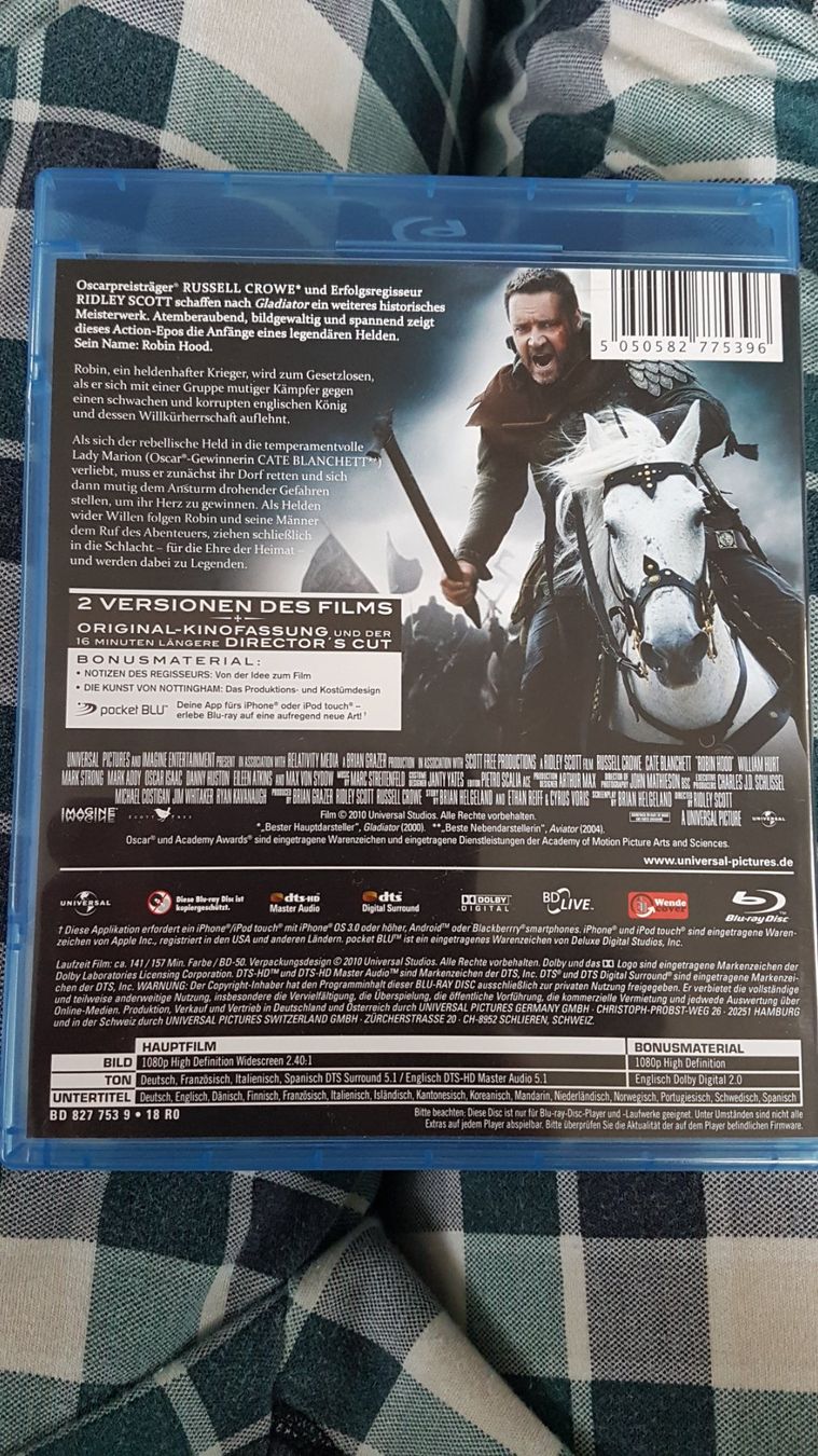 Tutti i DVDs: Blue-ray "Robin Hood" von Ridley Scott – Usato da Buttisholz venduto da Simone_n 1
