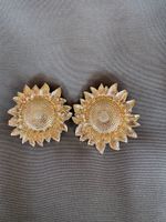 Ohrclips Sonnenblumen Goldfarben Vintage Zustand gut