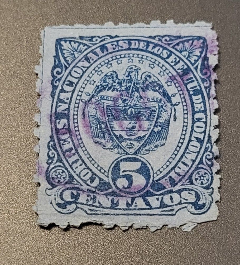 Alle Briefmarken: Kolumbien 1883 alte briefmarke – Gebraucht aus St Gallen von Stampsalshobby