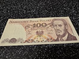 100 Zlotych 1986 Banknot Polen guter Zustand