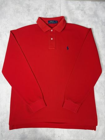 Polo manches longues Polo Ralph Lauren rouge logo bleu - M 