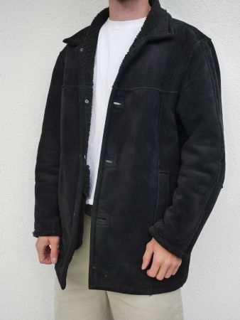 Veste homme noire aspect daim doublée occasion état bon