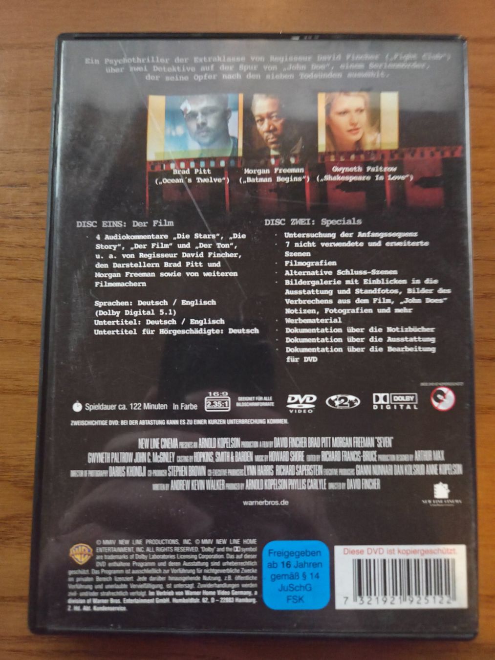 Tutti i DVDs: Sieben | Brad Pitt | Morgan Freeman | Special Edition 2 DVDs – Usato da Aldesago venduto da lusuardi 1