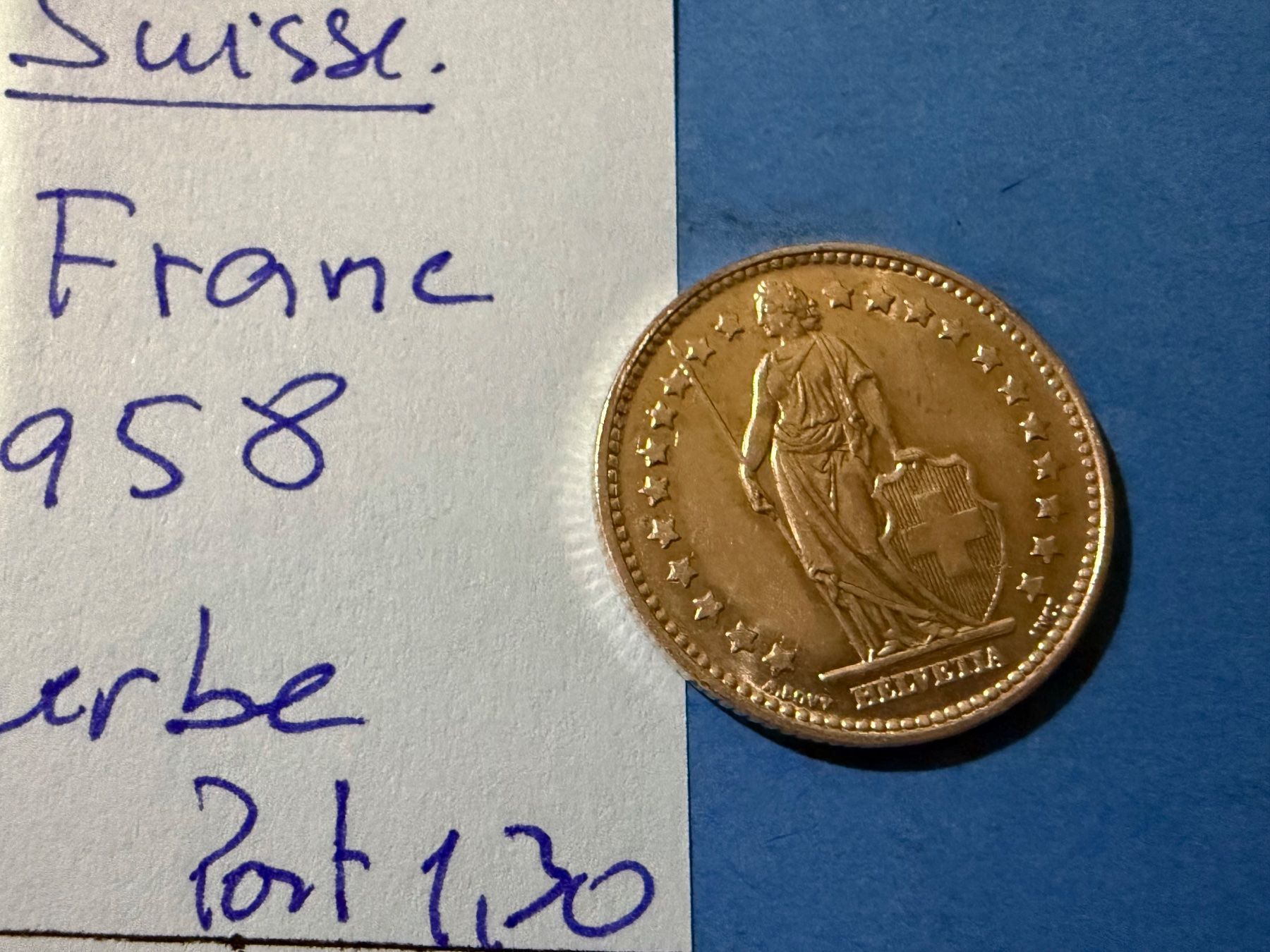 Tutti le monete: SUISSE : 1 FRANC 1958 - SUPERBE – Usato da genève venduto da GEnumist 2
