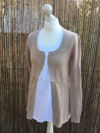 Pull/Chemisier beige/blanc ELLEN AMBER, taille M