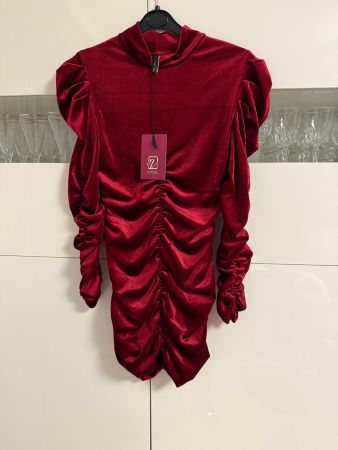 Party dress red velvet S/M made in Italy NEW with tag