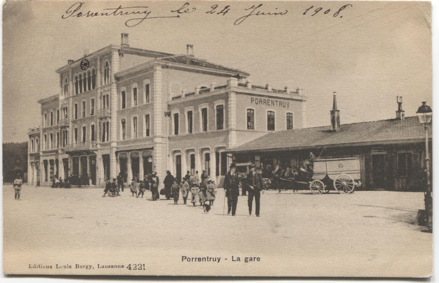 Cartoline postali: PORRENTRUY JU 1908 Post-Fourgon – Usato da Rothrist venduto da Clanx
