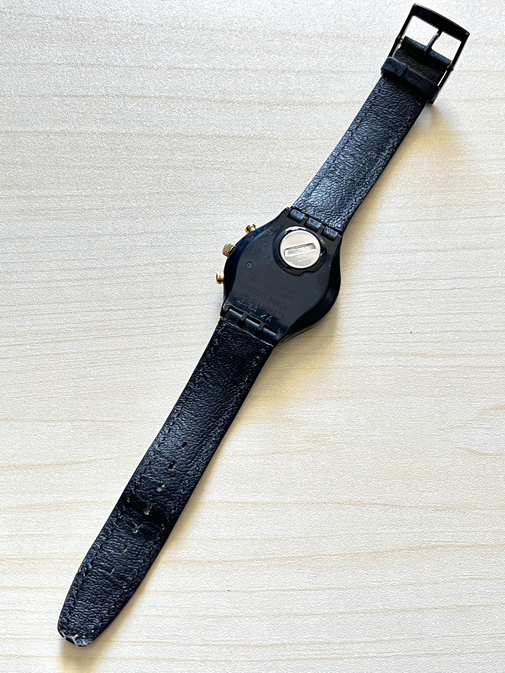 Swatch Orologi: Swatch Chronograph Herrenuhr, Schwarz Leder – Usato da Grenchen venduto da chththl 6