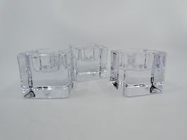 3 Kerzenhalter, Teelichthalter Orrefors Sweden