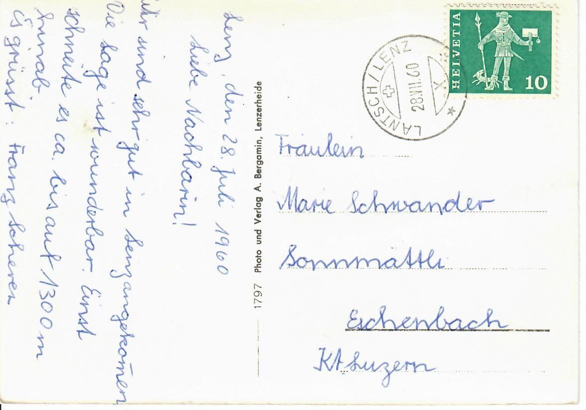 Ansichtskarten: Lantsch / Lenz – Gebraucht aus Hochdorf von Ziegel-16 1
