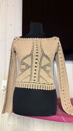 Pullover gehäkelt beige Grösse S neu