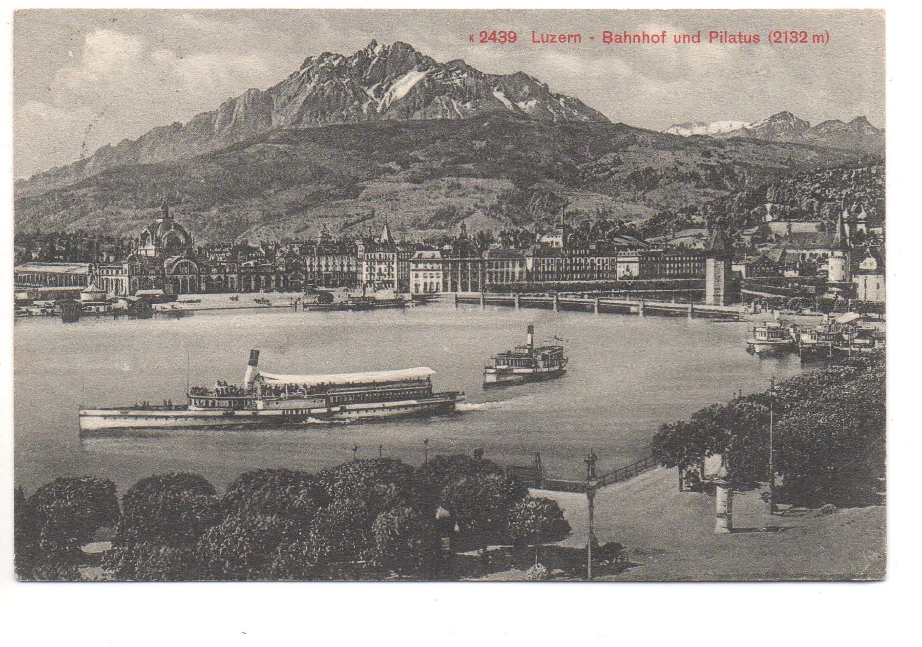 Cartoline postali: LUZERN Bahnhof und Pilatus, Dampfschiffe – Usato da Jona venduto da philajona