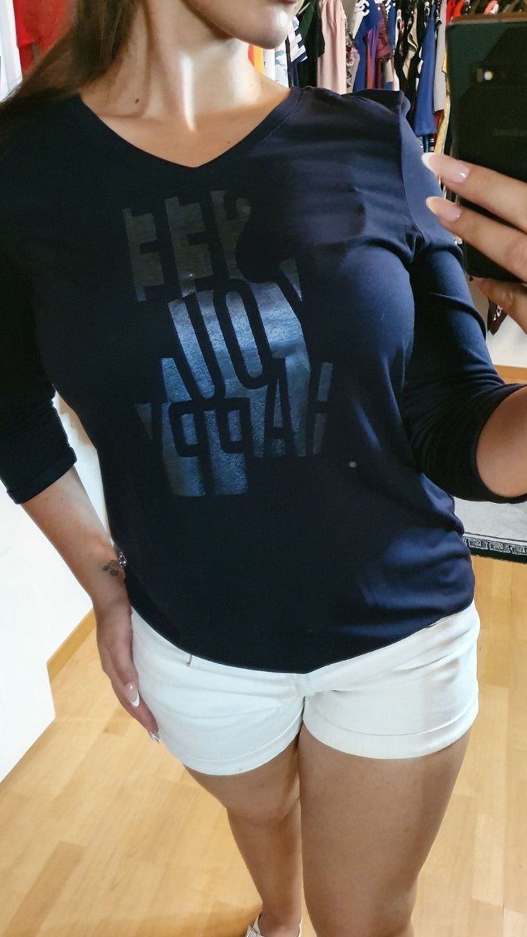 Comma Camicette: COMMA Shirt Navy Print Gr. M Casual Basic Elegant – Usato da Wald ZH venduto da CapLux