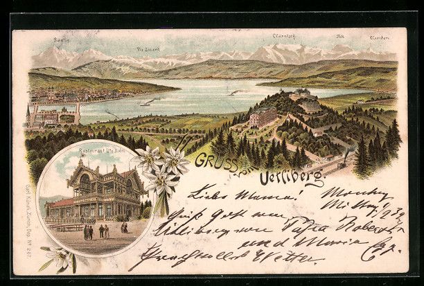 Cartes postales: Litho Uetliberg, Restaurant Uto Kulm, Pa – D'occasion à Berlin par bartko-reher