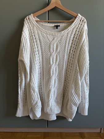 Express Cream Knit Sweater, Size L, oversized
