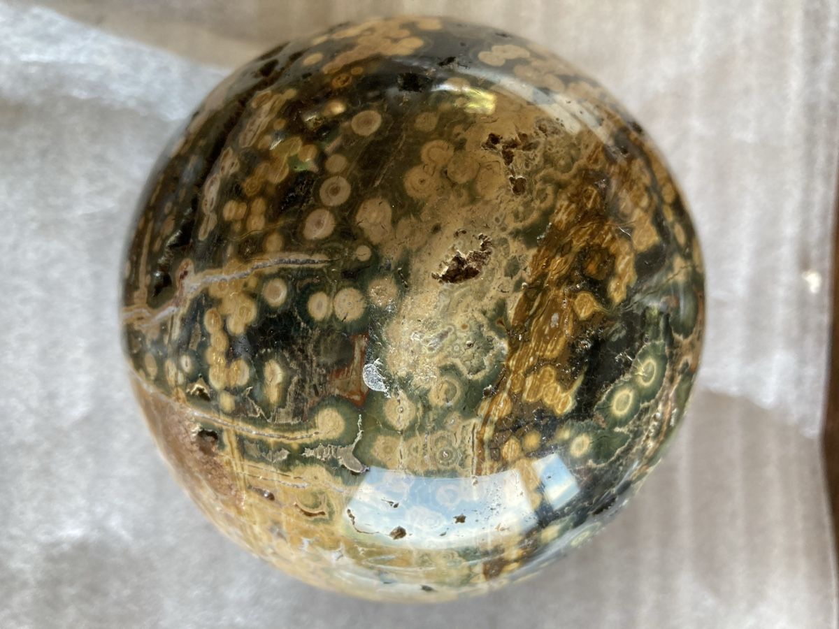 Edelsteine: Ozean Jaspis Kugel, Edelstein, Durchmesser 9 cm. – Gebraucht aus Sornard - Nendaz von Mapere 1