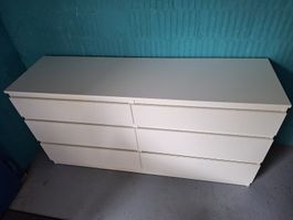 Kommode weiss 6 Schubladen 140x40 cm guter Zustand