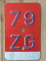 ZG 79 - VELONUMMER - FAHRRADSCHILD - PLAQUE DE VELO - ZG 79