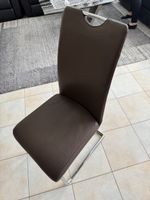 6 Esszimmerstühle Echtleder Braun – Freischwinger Chrom