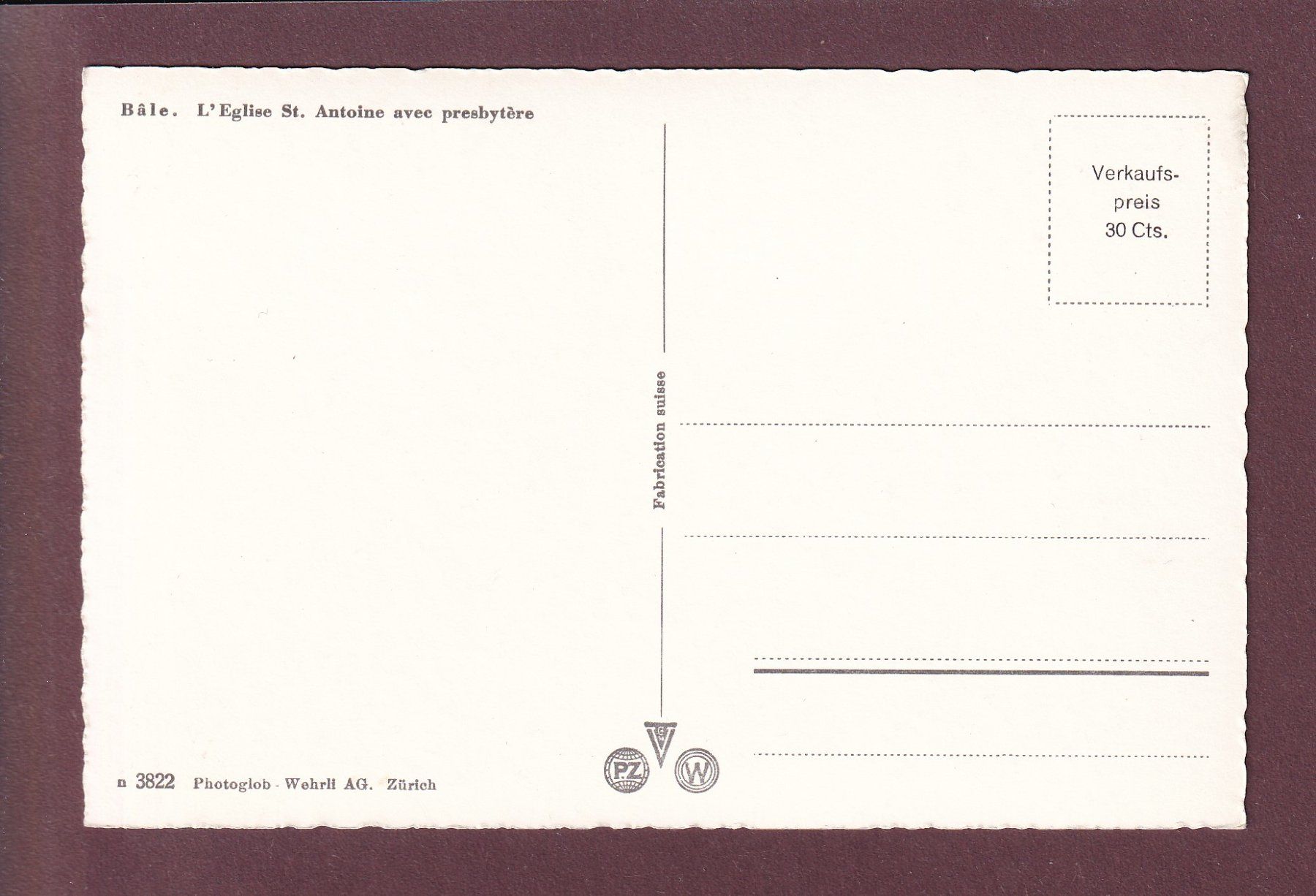 Cartoline postali: BASEL - St. Antoniuskirche - Pfarrhaus – Usato da Pully venduto da nicecards 1