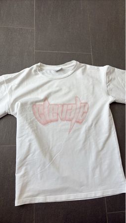 Trendiges weisses Shirt mit pinkem Print Grösse M