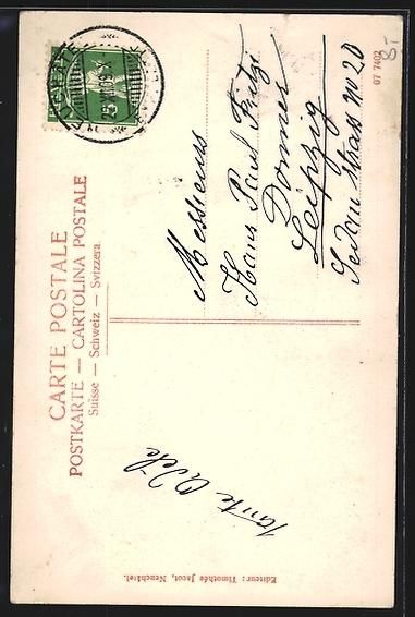 Cartoline postali: AK Neuchâtel, Vue Générale, 1909 – Usato da Berlin venduto da bartko-reher 1