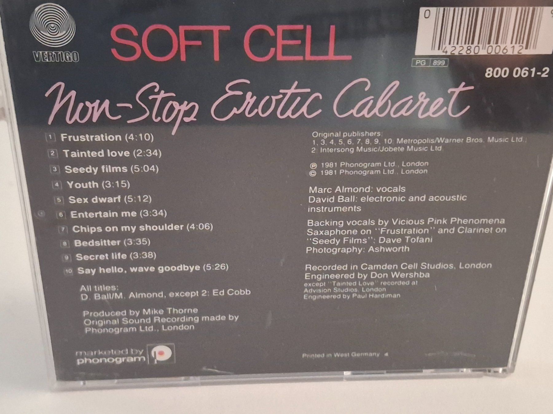 CDs: CD SOFT CELL - Non-Stop Erotic Cabaret – D'occasion à Aarberg par Jackup1 1