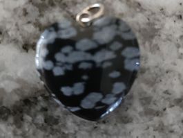 Herzanhänger Schneeflockenobsidian