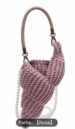 Muschel-Tasche in Rosa mit Perlenkette, Neu!