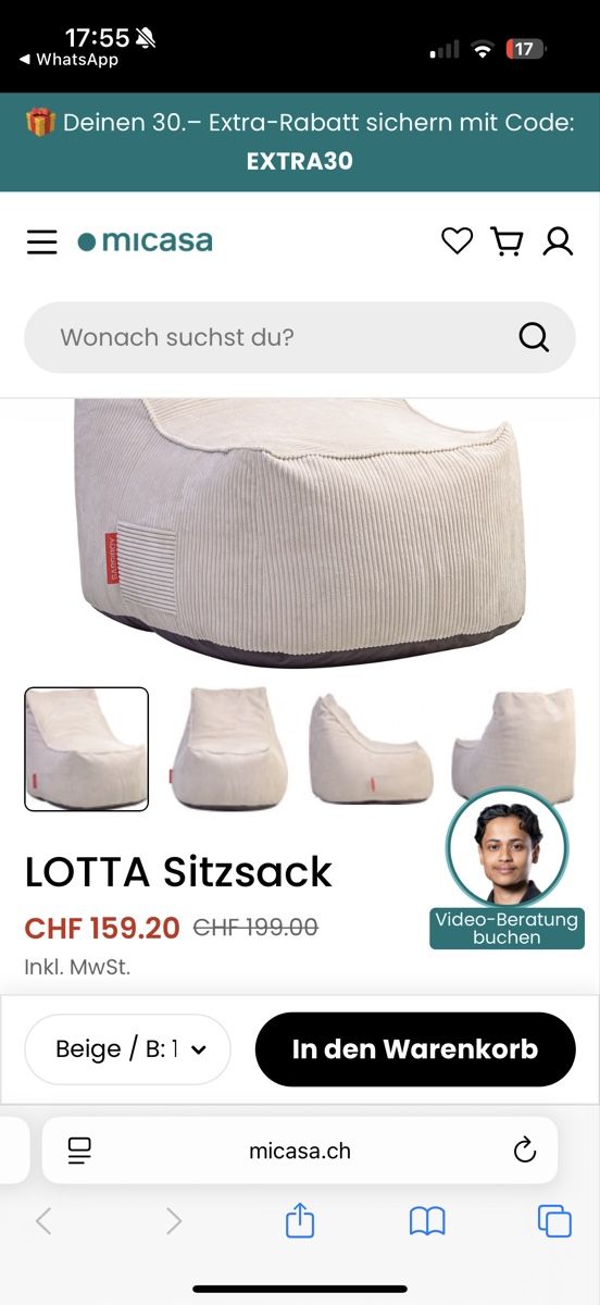 Micasa Sessel: Sitzsack (sassiboy) – Gebraucht aus Zürich von alyssum99 3