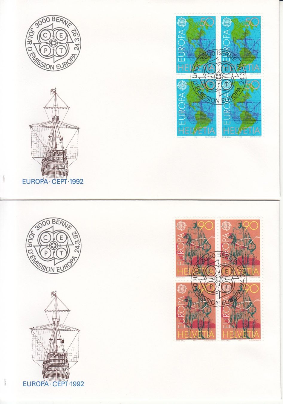 Alle Briefmarken: SBK 826 - 827 im 4er-Block FDC – Gebraucht aus Bürglen TG von StampGraf