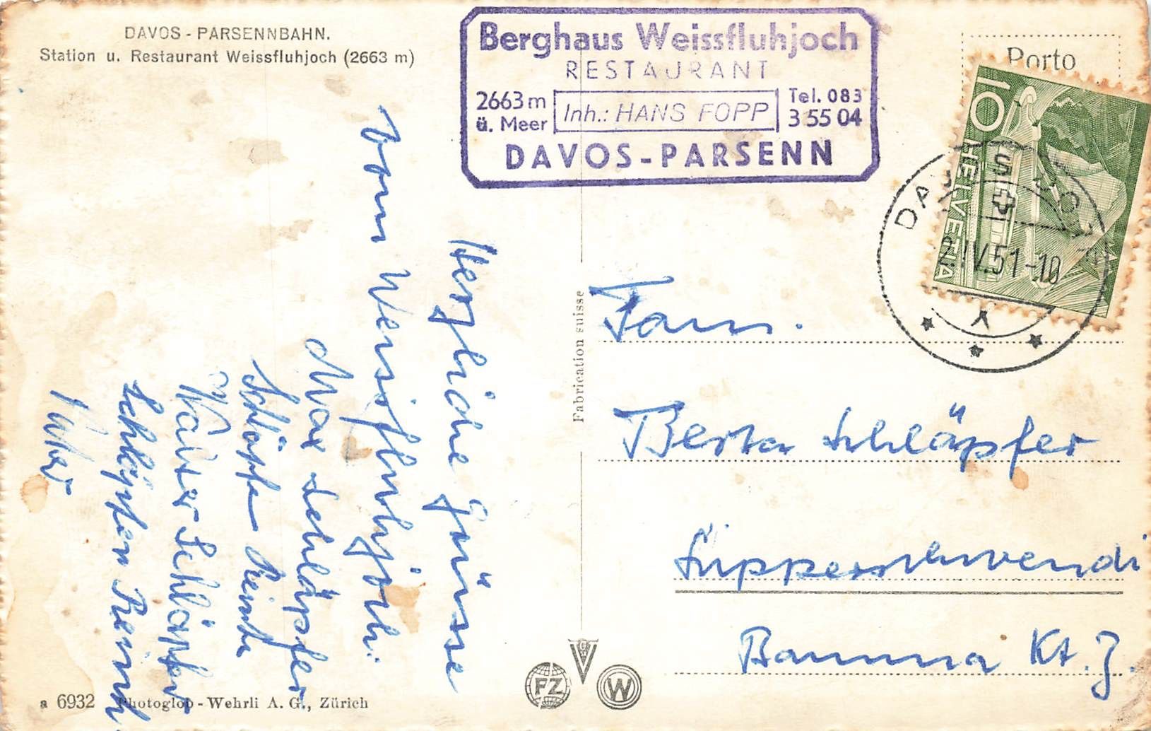 Cartoline postali: Davos parsenn bahn Bahnhof – Usato da Biasca venduto da Blenio71 1