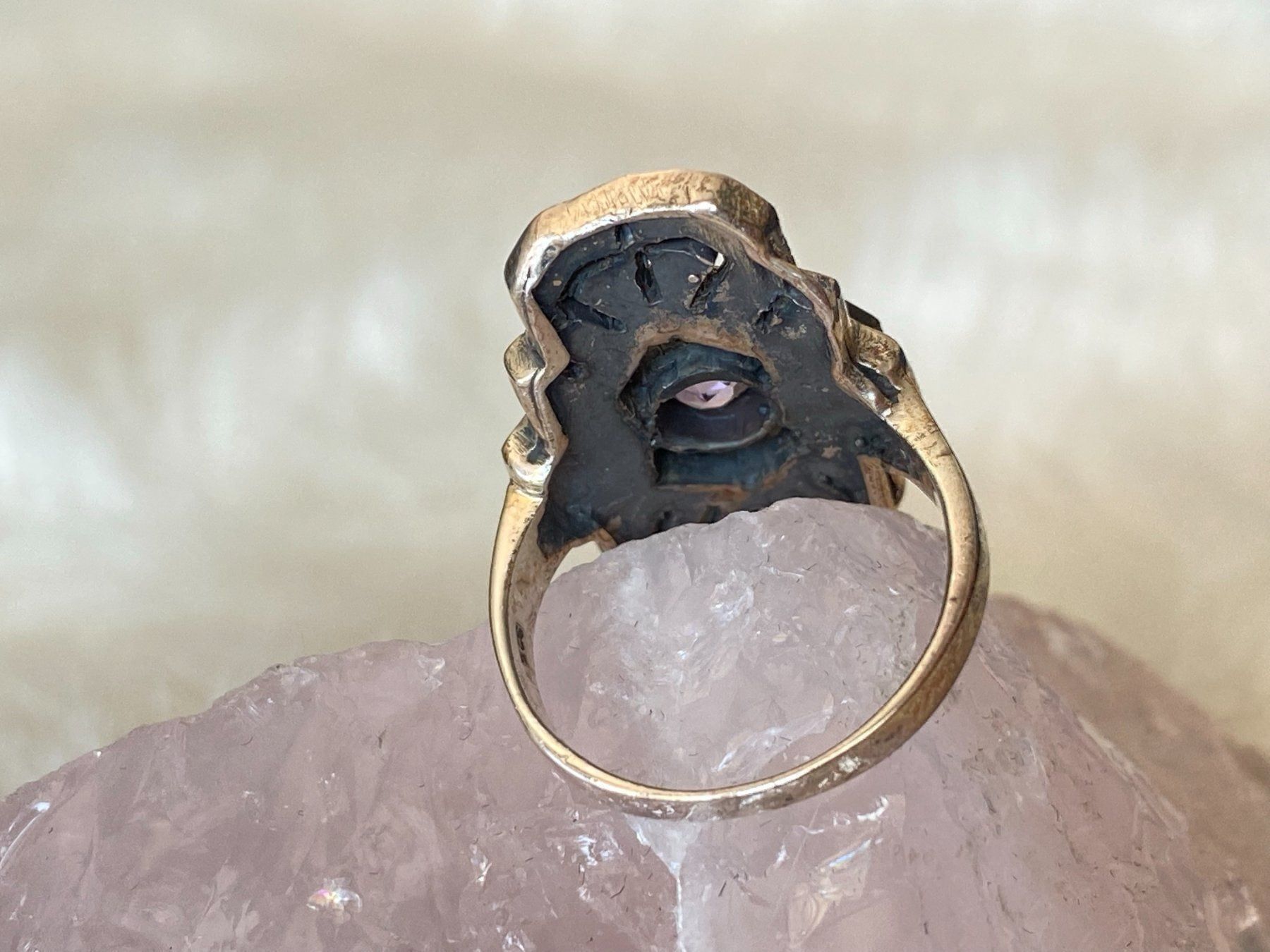 Anelli: Ring Silber 925 mit lila+schwarzem Stein – Usato da Istighofen venduto da Ringparadies 2