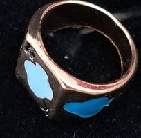 Unisex Ring aus Metall mit blauen Akzenten Grösse variabel