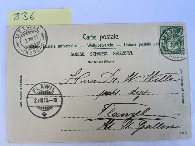 Cartoline postali: alte Ansichtskarte Uttwil am Bodensee, 1905 mit Stempel – Usato da Niederwil AG venduto da dahu75 1