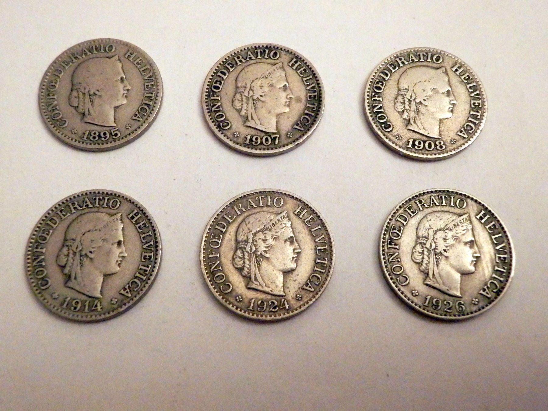 Tutti le monete: Lot 10Rp. 1885 - 1926 diverse, ss + vorz – Usato da Ueberstorf venduto da dinbau 1