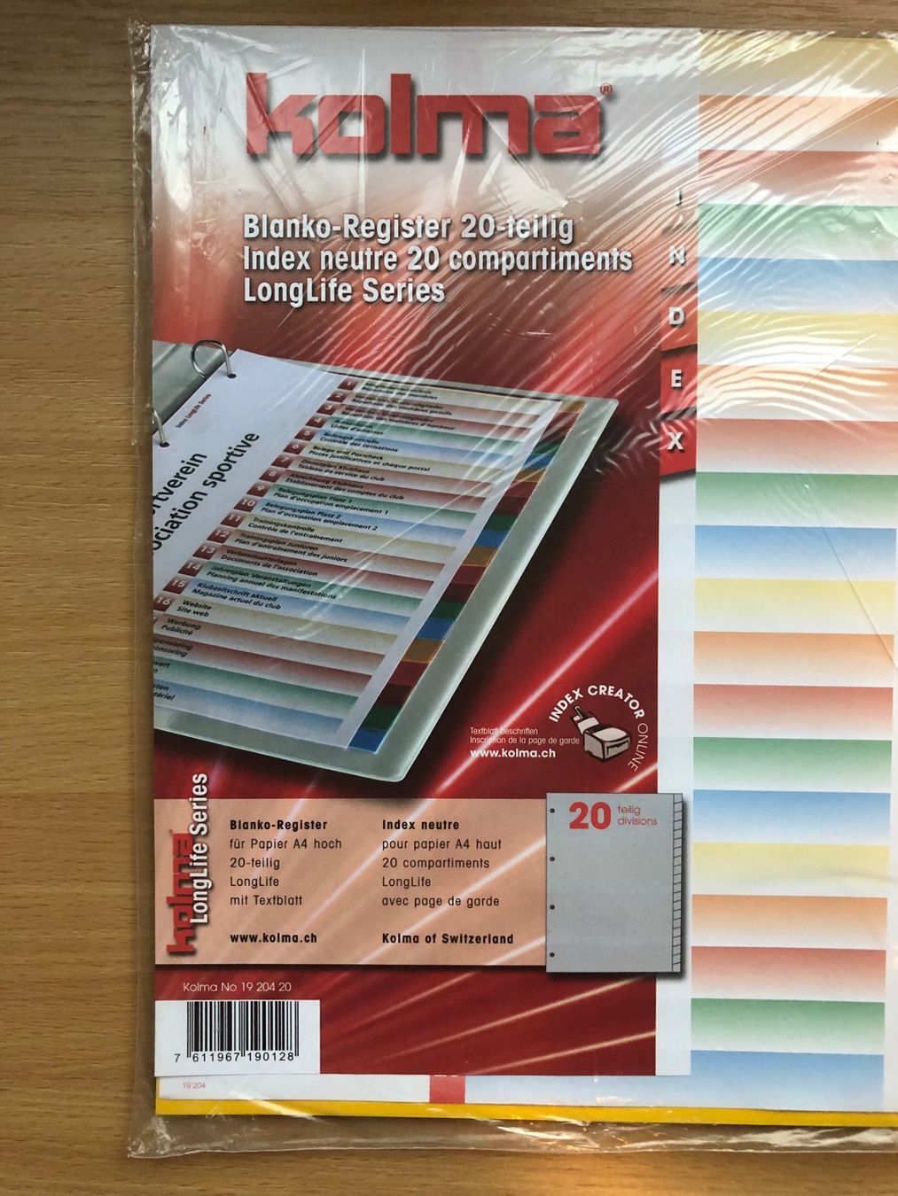 Raccoglitori: KOLMA-Plastikregister 20-teilig – Nuovo e nell'imballaggio originale da Buchs SG venduto da Handyman77 1